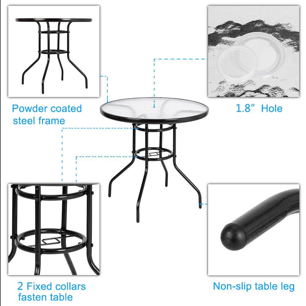 Outdoor Furniture Outdoor Dining Table Square/Round  Toughened Glass Table Yard Garden Glass Table