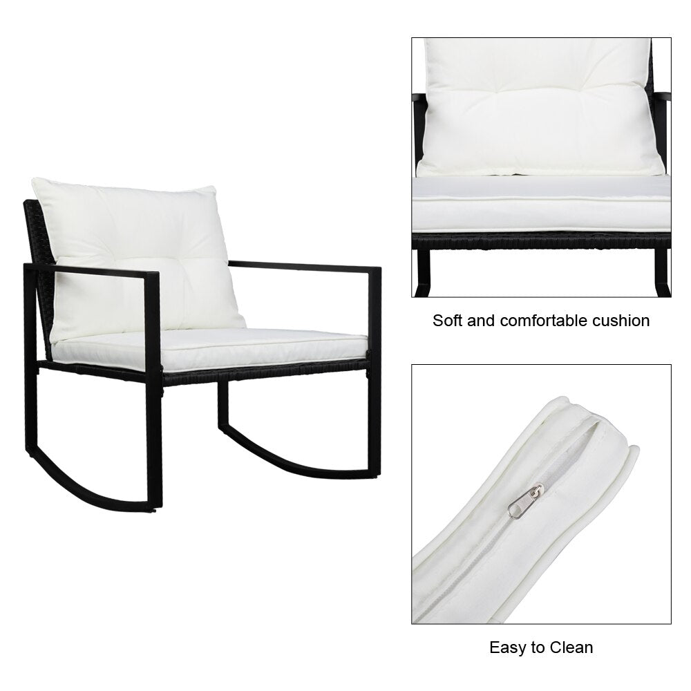Single 2pcs Exposed Rocking Chair 1pc Coffee Table Three-Piece Set
