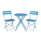 Iron Folding Three-Piece Set 2 Chairs 1 Table Blue[US-W]