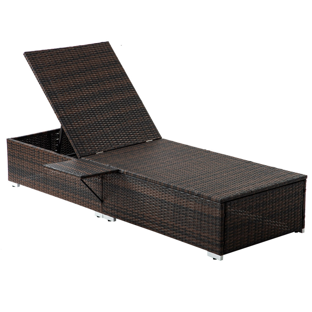 2Pcs Outdoor Patio Chaise Lounge Set, Beach Pool Adjustable Backrest Recliners