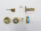 LUMIL Metal locksets Single Cylinder Deadbolt, Round Deadbolt Lock with Keys, Modern Door Locks with Deadbolt, Gold Deadbolt for Front Door Entrance, Front Door Security Lock, Keyed 1 Side
