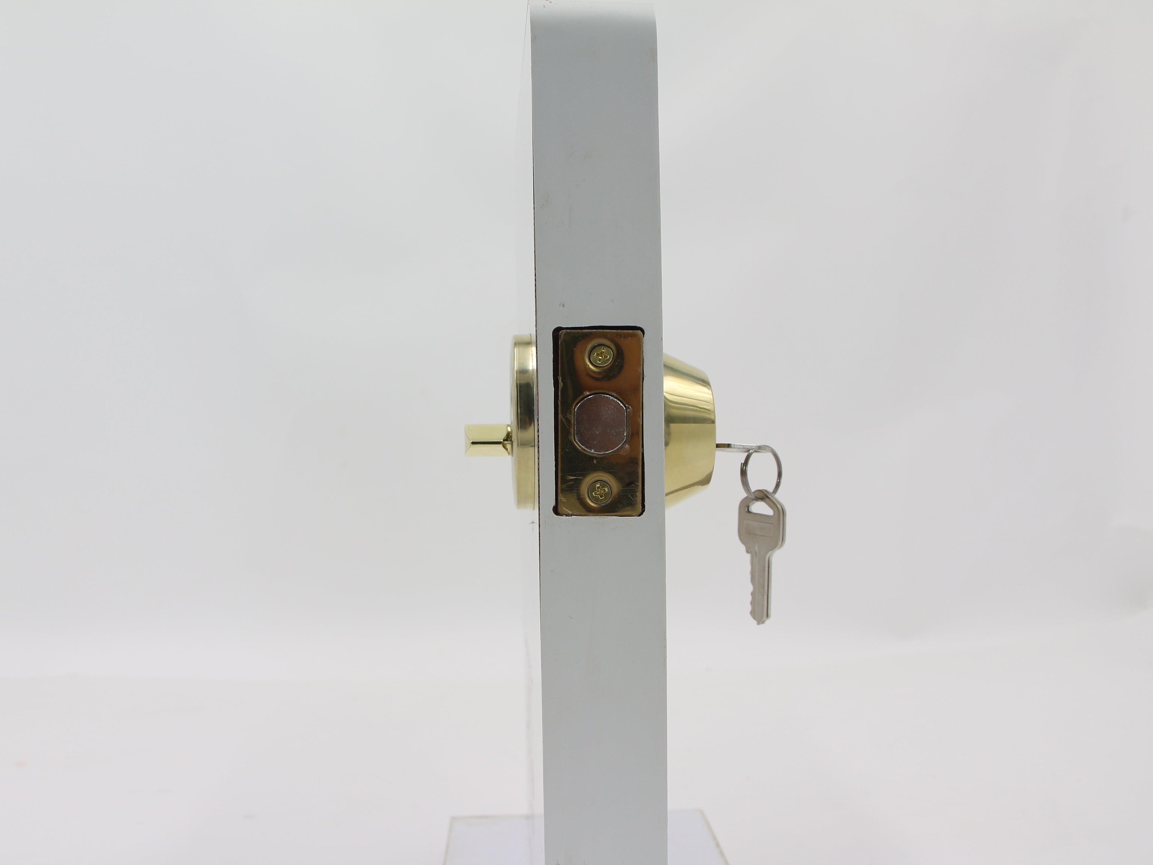 LUMIL Metal locksets Single Cylinder Deadbolt, Round Deadbolt Lock with Keys, Modern Door Locks with Deadbolt, Gold Deadbolt for Front Door Entrance, Front Door Security Lock, Keyed 1 Side