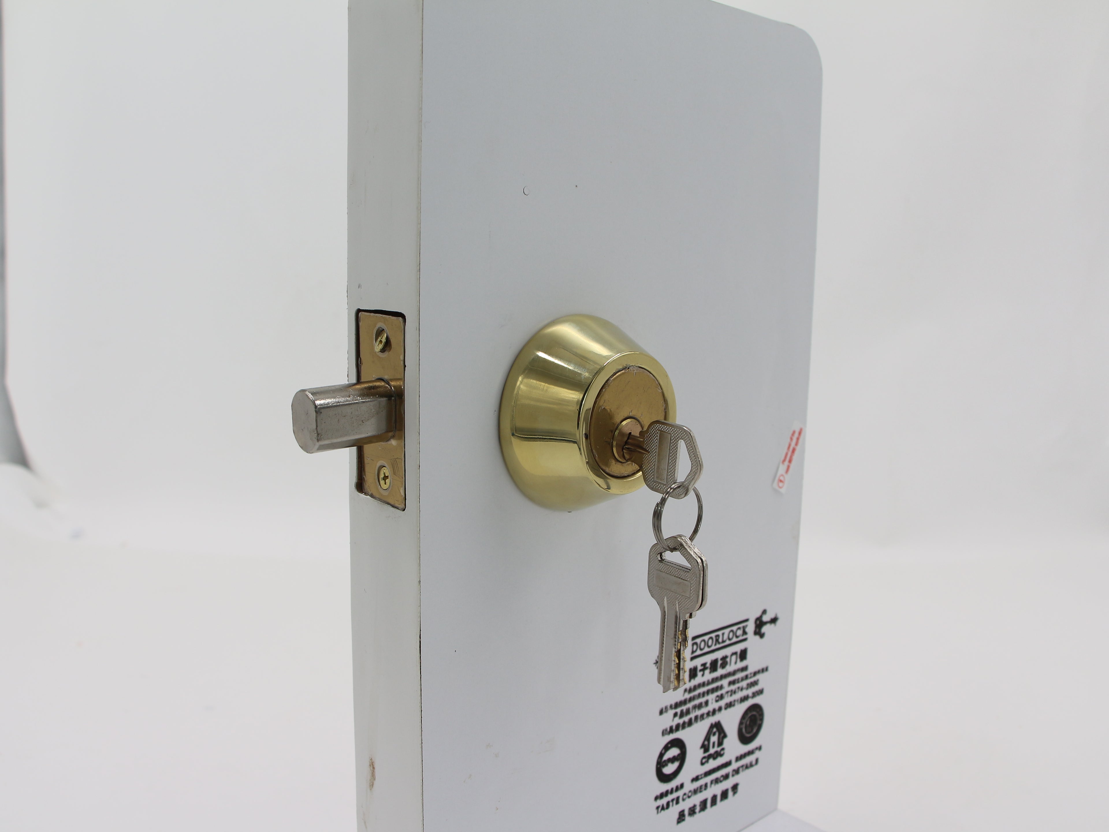 LUMIL Metal locksets Single Cylinder Deadbolt, Round Deadbolt Lock with Keys, Modern Door Locks with Deadbolt, Gold Deadbolt for Front Door Entrance, Front Door Security Lock, Keyed 1 Side
