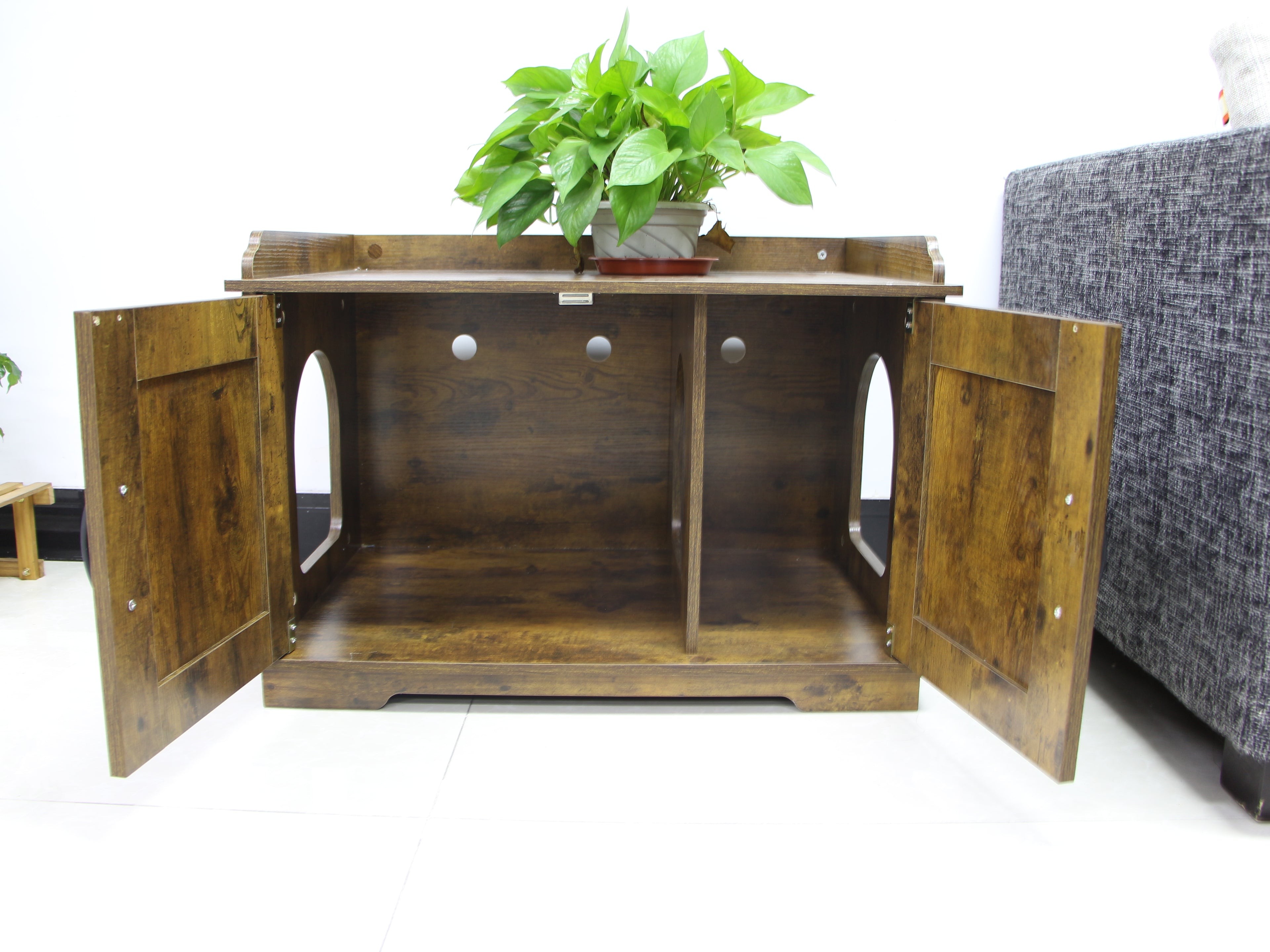 BESTFRIEND Pet Furniture Cat Litter Box Enclosure Hidden Litter Box Furniture with Double Doors, Wood Cat Box Enclosure Cat Litter Cabinet Furniture Hidden Litterbox Enclosures, Cat Box Furniture Cat Litter Cabinet