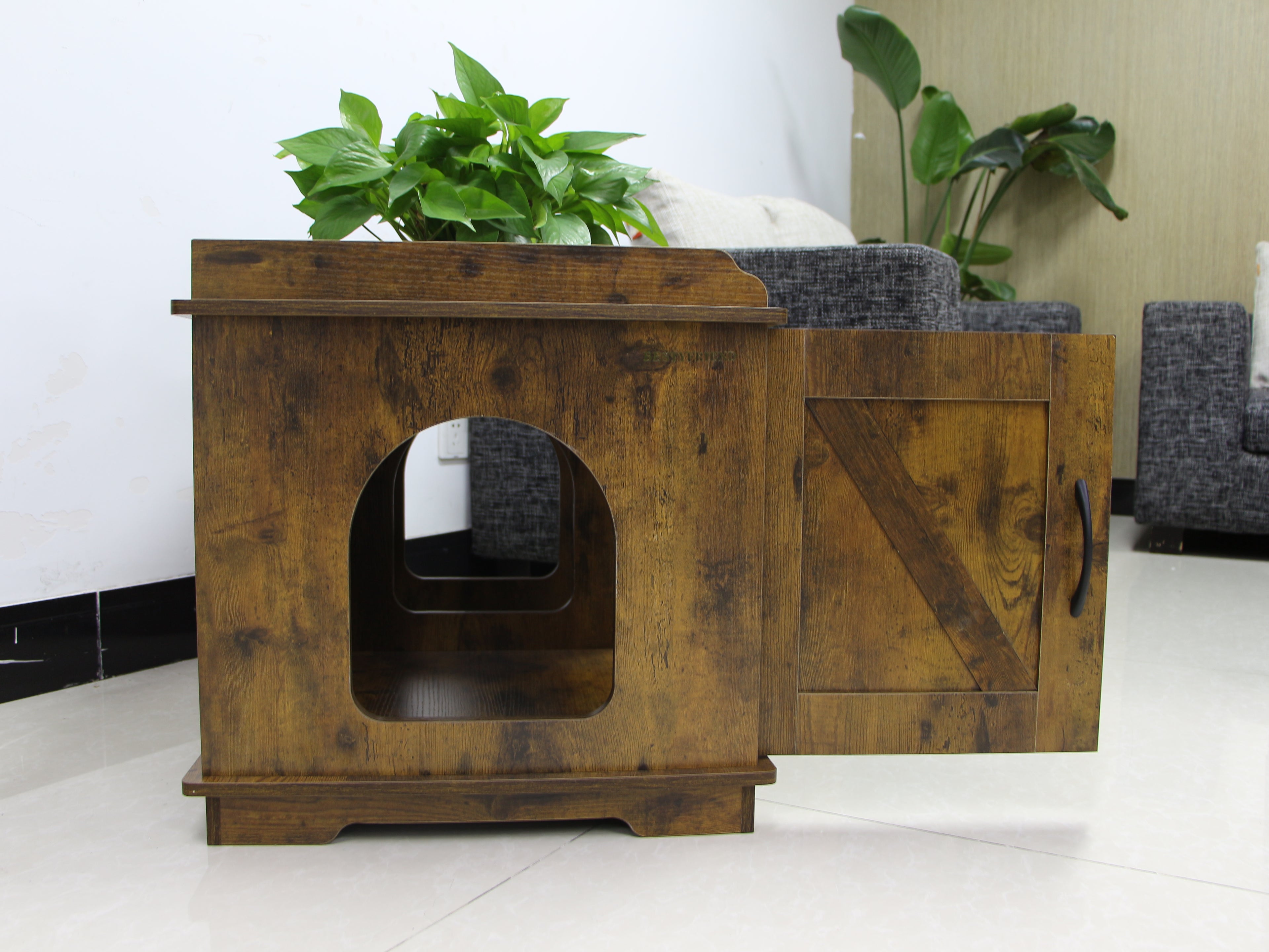 BESTFRIEND Pet Furniture Cat Litter Box Enclosure Hidden Litter Box Furniture with Double Doors, Wood Cat Box Enclosure Cat Litter Cabinet Furniture Hidden Litterbox Enclosures, Cat Box Furniture Cat Litter Cabinet