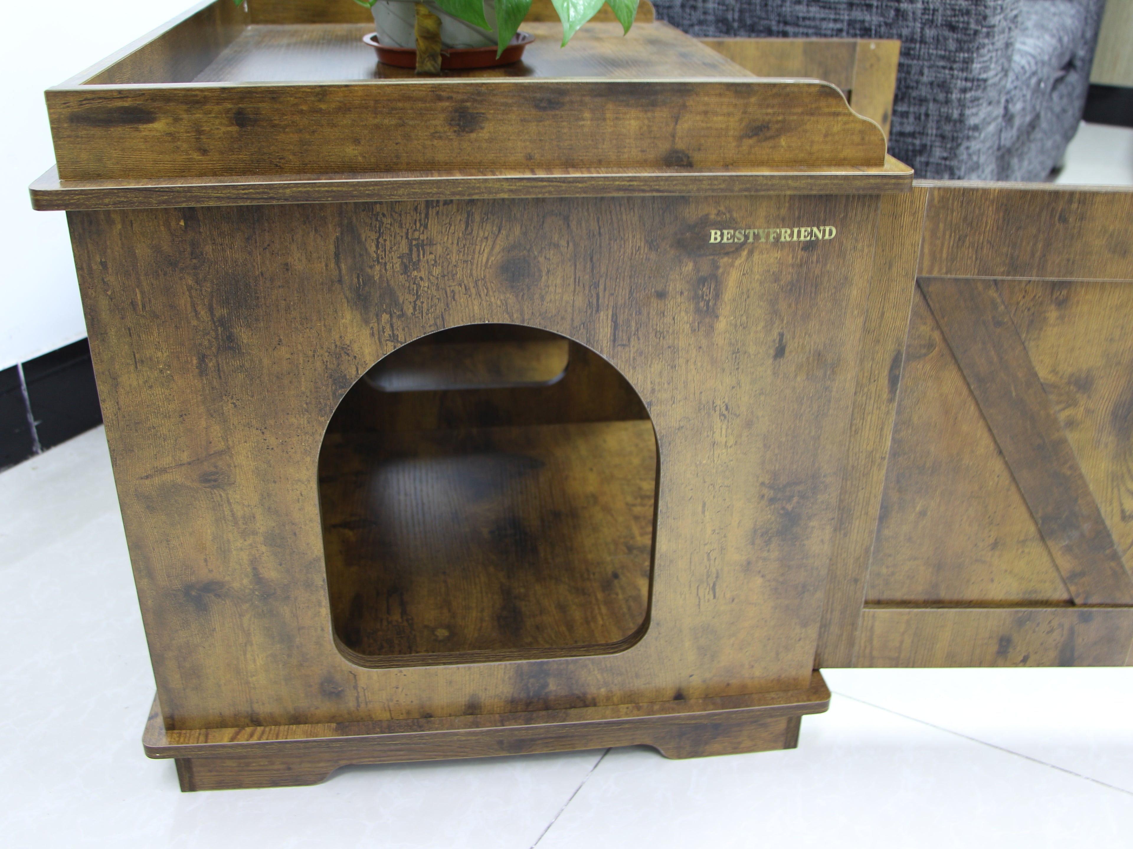 BESTFRIEND Pet Furniture Cat Litter Box Enclosure Hidden Litter Box Furniture with Double Doors, Wood Cat Box Enclosure Cat Litter Cabinet Furniture Hidden Litterbox Enclosures, Cat Box Furniture Cat Litter Cabinet