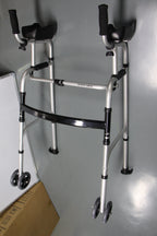 LIVINGCARING Foldable Standard Walker, Height Adjustable Aluminum Walkers for Seniors with Removable Armrest Pad, Lightweight Rehabilitation Auxiliary Rolling Walker, Walker Aid Supports UP to 235 lbs