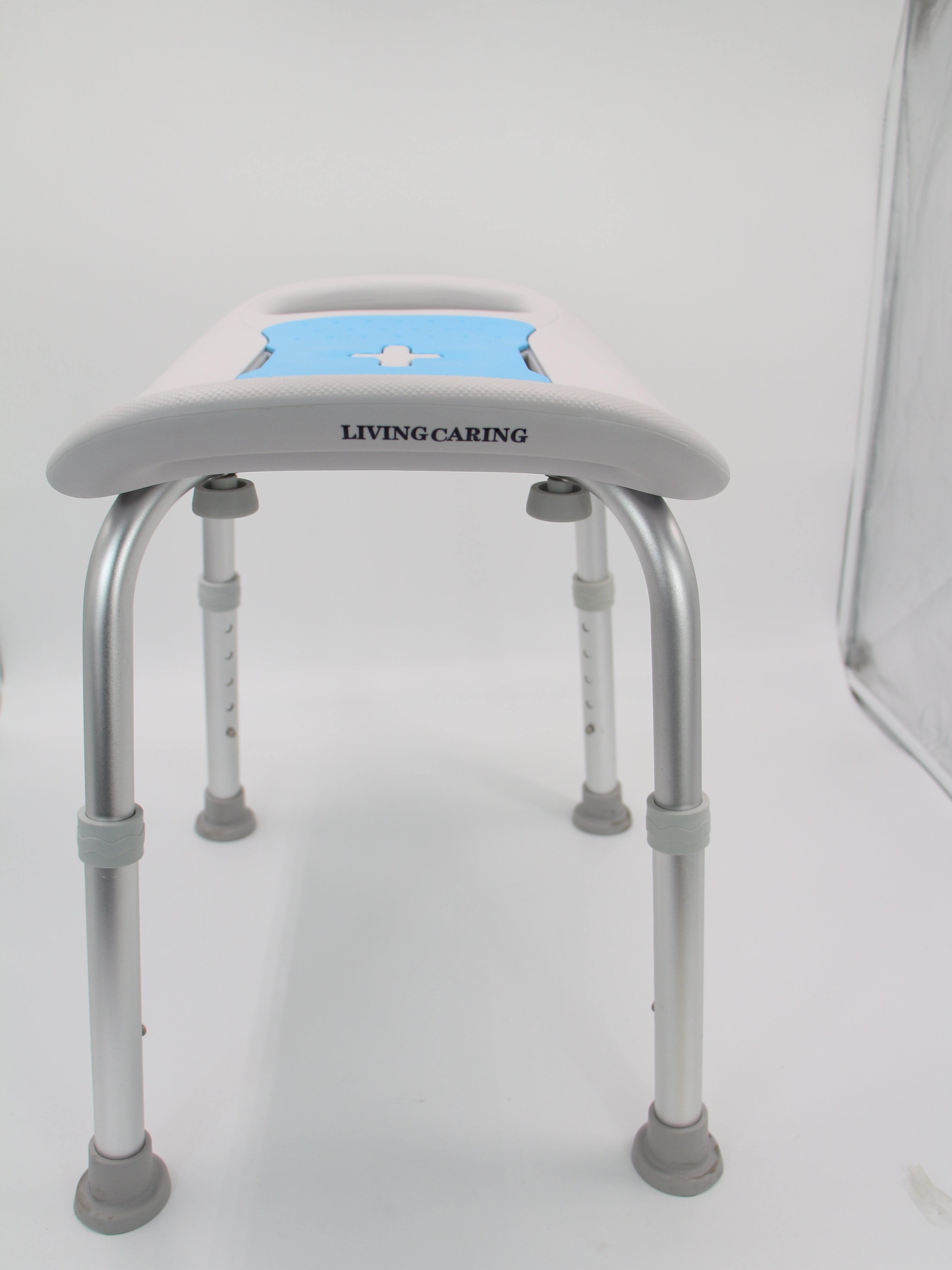 LIVINGCARING Adjustable Shower Chair with Back and Arms