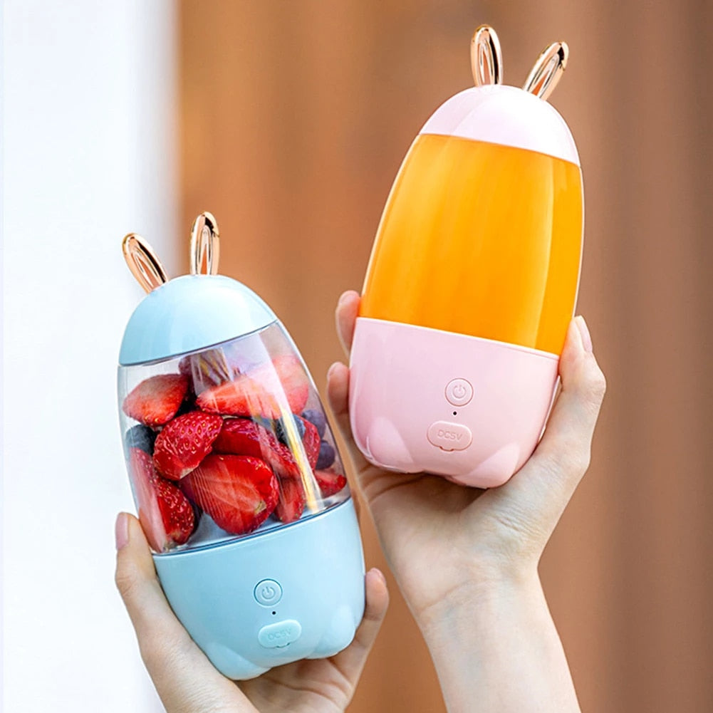 Mini liquidificador portátil de frutas e coelho, espremedor de frutas elétrico, portátil, carregamento usb, liquidificador, saída, coelho, shap