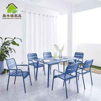 Outdoor Aluminum Alloy Open-air Chair Courtyard Outdoor Dining Table Coffee Shop Milk Tea Shop Set Combination Of Tables And Chairs