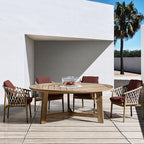 Teak Outdoor Tables And Chairs Leisure Courtyard Open Yard Villa Rattan Chair Outdoor Solid Wood Long Table Rattan Table And Chair Combination