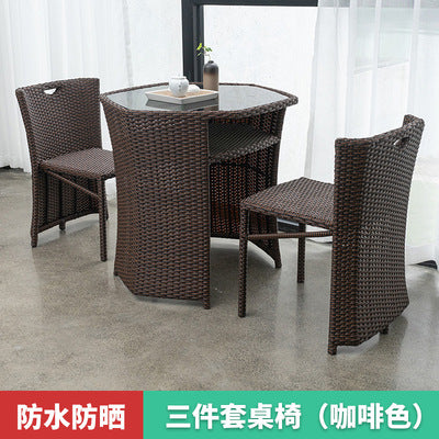 Outdoor Leisure Balcony Rattan Chair Tea Table Three Piece Set Of Modern Simple Rattan Furniture Set Outdoor Balcony Chair