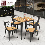 Qianmu Modern Simple Outdoor Tables And Chairs Milk Tea Shop Coffee Shop Outdoor Leisure Table Courtyard Plastic Wood Table And Chair Combination