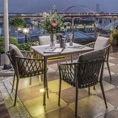 Nordic Outdoor Tables And Chairs Commercial Street Rattan Chair Model Room Villa Outdoor Outdoor Combined Courtyard Rope Woven Balcony Tables And Chairs