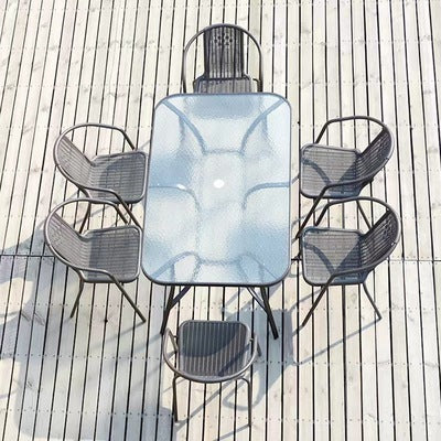 Rattan Table And Chair Outdoor Leisure Courtyard Rattan Chair Tea Table Combination Outdoor Balcony Table And Chair Outdoor Iron Rattan Chair Combination