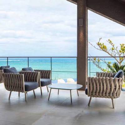 Outdoor Sofa Leisure Balcony Rattan Sofa Villa Outdoor Courtyard Double Outdoor Rattan Chair Sofa Furniture Combination