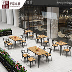 Qianmu Modern Simple Outdoor Tables And Chairs Milk Tea Shop Coffee Shop Outdoor Leisure Table Courtyard Plastic Wood Table And Chair Combination