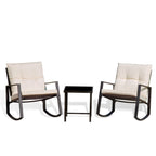 3 Pieces Outdoor Rocking Chairs and Glass Table Set
