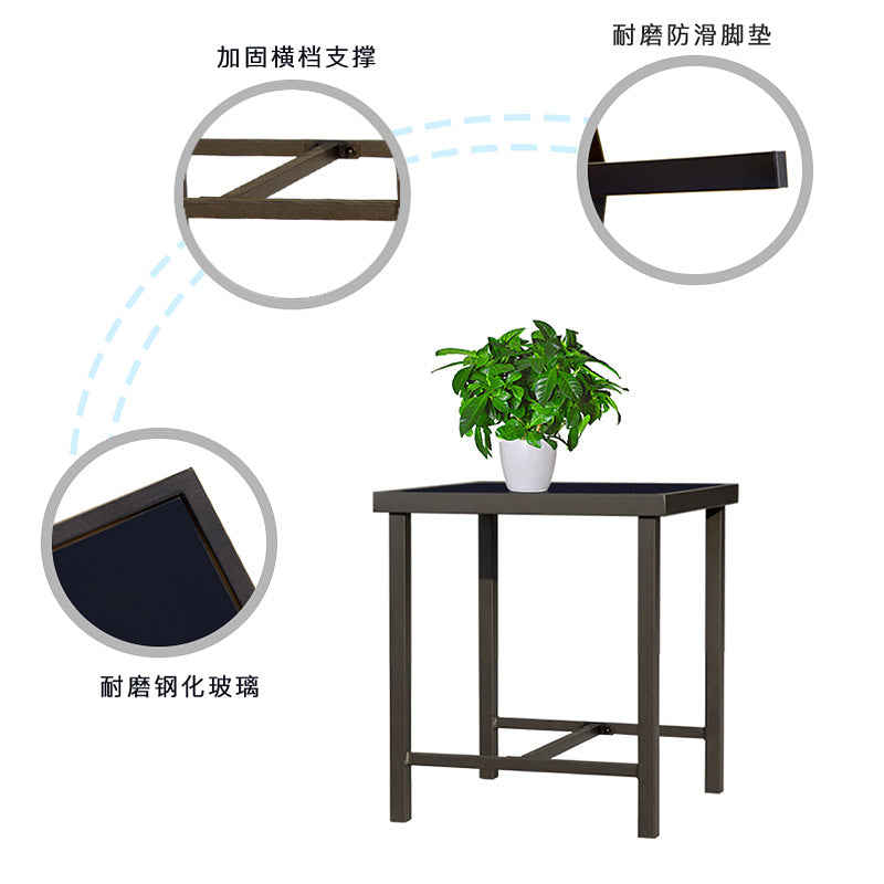 3 Pieces Outdoor Rocking Chairs and Glass Table Set
