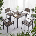 Outdoor Plastic Wood Tables And Chairs Courtyard Garden Villa Outdoor Tables And Chairs Combination Milk Tea Shop Coffee Shop Leisure Plastic Wood Tables And Chairs