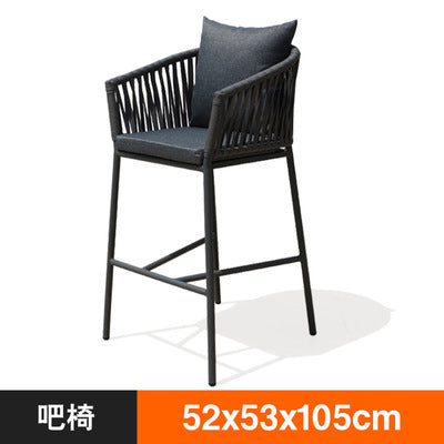 Nordic Modern Leisure Outdoor Bar Chair Open Air Coffee Bar High Stool Balcony High Foot Outdoor Bar Chair