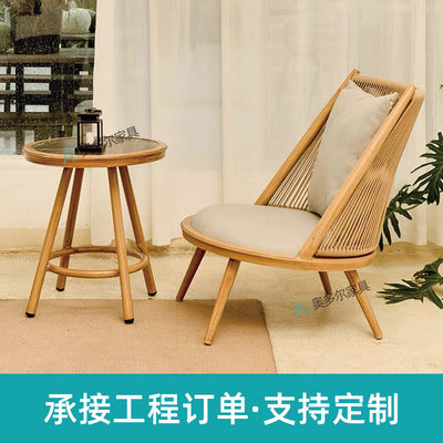Balcony Leisure Table And Chair Combination Rattan Single Sofa Chair Outdoor Courtyard Garden Terrace Rattan Chair Tea Table Set
