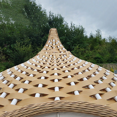 Rattan Woven Aluminum Alloy Bird's Nest Bed Outdoor Rattan Lying Bed Lazy Chair Circular Garden Courtyard Home Stay Swimming Pool Large Birdcage Bed
