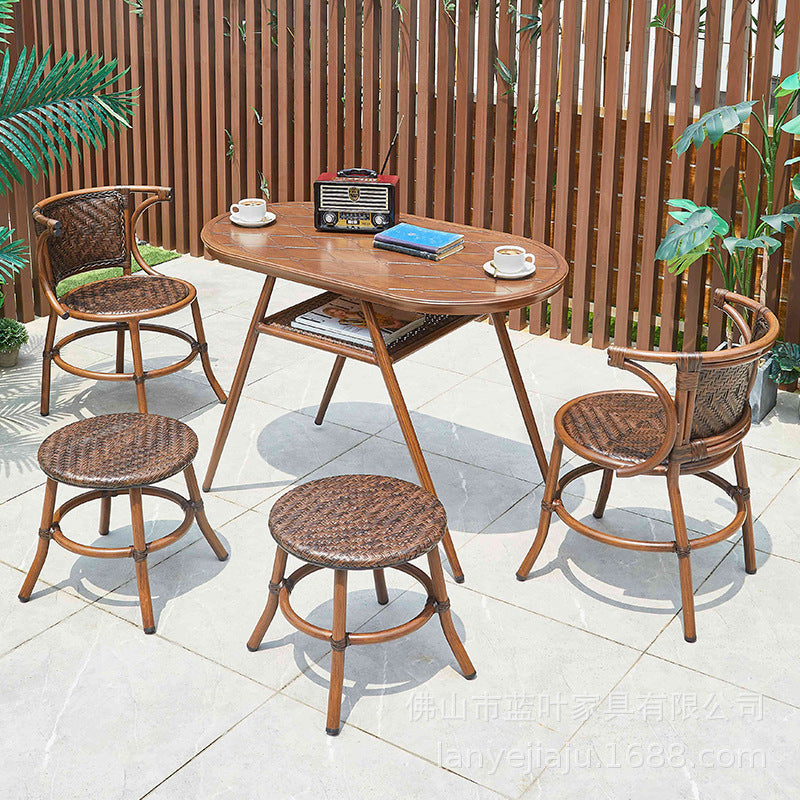 Outdoor Garden Leisure Rattan Chair Three Piece Set Courtyard Balcony Tables And Chairs Milk Tea Shop Coffee Shop Outdoor Tables And Chairs Combination