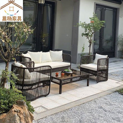 Outdoor Rattan Chair Sofa Leisure Rattan Sofa Combination Rattan Art Furniture Home Stay Sales Department Garden Landscape Rattan Sofa