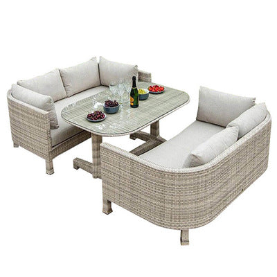 Outdoor Rattan Sofa Balcony Hotel Courtyard Rattan Chair Three Outdoor Imitation Rattan Tables And Chairs Combination Storage Double Sofa