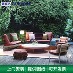 Outdoor Tables And Chairs Complete Set Of Aluminum Alloy Tables And Chairs Courtyard Terrace Outdoor Furniture Leisure Round Table Sofa High Back Chair Combination