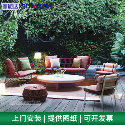 Outdoor Tables And Chairs Complete Set Of Aluminum Alloy Tables And Chairs Courtyard Terrace Outdoor Furniture Leisure Round Table Sofa High Back Chair Combination
