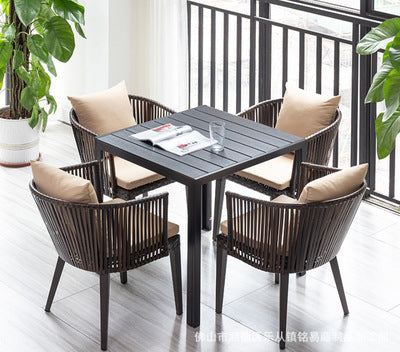 Modern Leisure Courtyard Outdoor Rattan Tables And Chairs Outdoor Villa Milk Tea Shop Chair With Tea Table Combination Outdoor Furniture