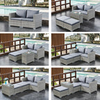 5 Pieces Patio Furniture Set All Weather PE Rattan Patio Conversation Sets