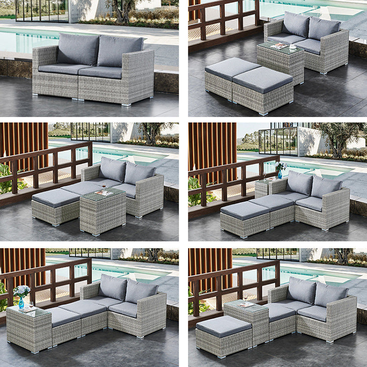 5 Pieces Patio Furniture Set All Weather PE Rattan Patio Conversation Sets