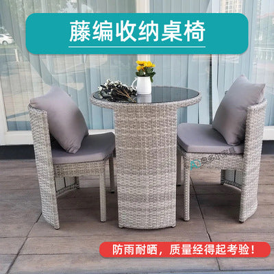 Balcony Small Table And Chair Leisure Rattan Chair Three Piece Set Balcony Tea Table And Chair Combination One Table And Two Chairs