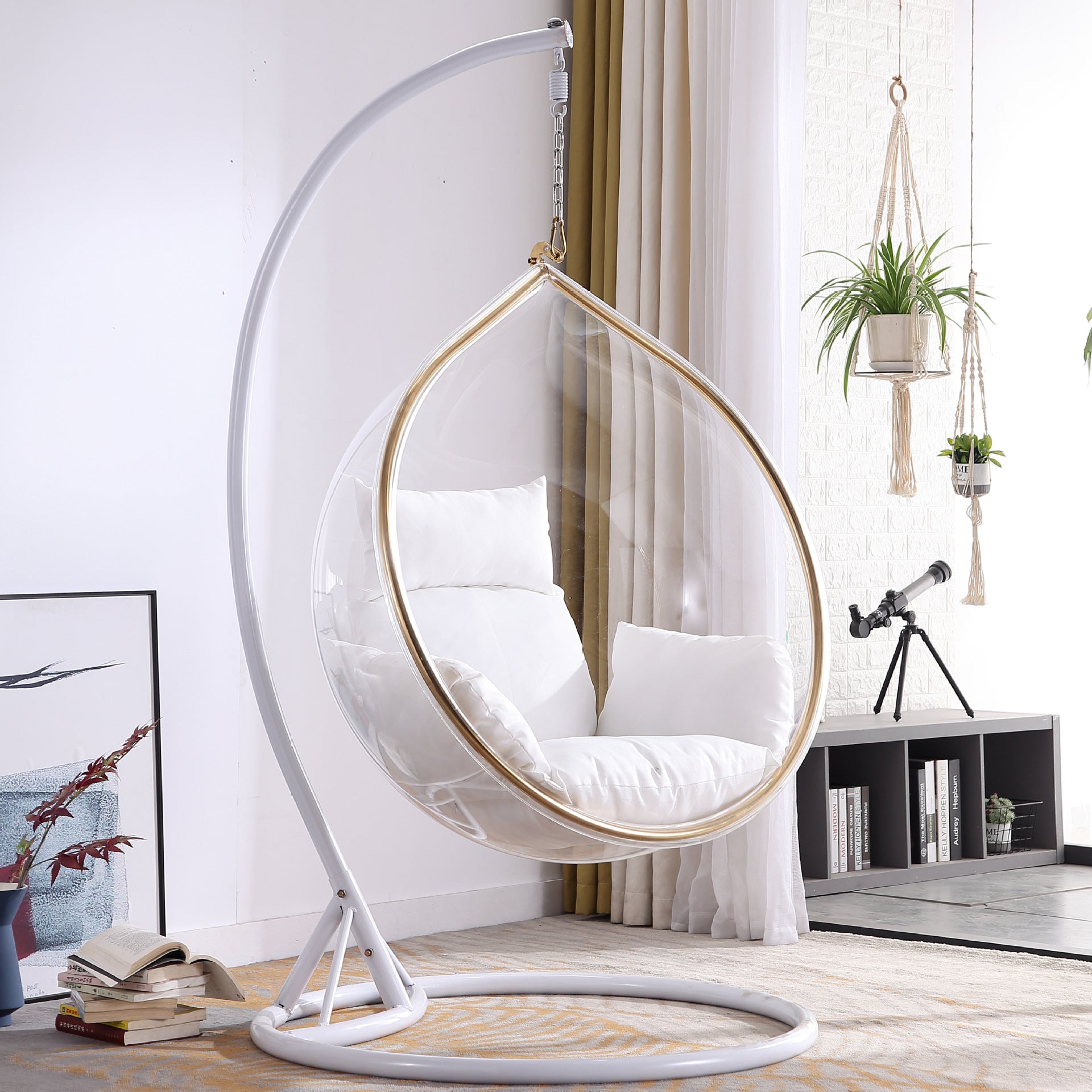 Nordic wind net red glass ball transparent bubble chair hemisphere hanging chair space chair acrylic hanging basket girl heart room