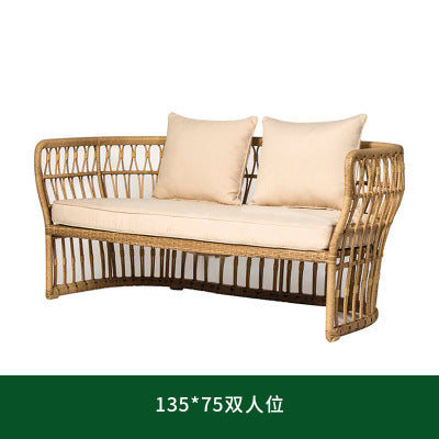 Outdoor Rattan Sofa Villa Terrace Courtyard Sunshine Room Living Room Leisure Hotel Reception Rattan Circular Sofa Combination