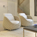 Nordic Outdoor Sofa Courtyard Villa Balcony Rattan Chair Outdoor Terrace Garden Rattan Single Waterproof Sofa Combination