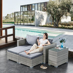 5 Pieces Patio Furniture Set All Weather PE Rattan Patio Conversation Sets