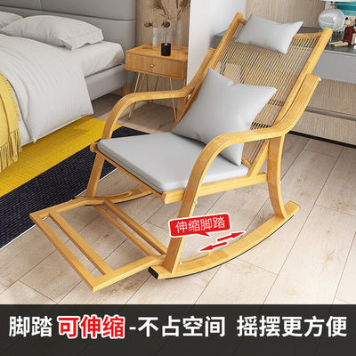 Nordic Outdoor Leisure Rocking Chair Outdoor Household Living Room Balcony Lazy Rocking Chair Rattan Single Elderly Carefree Chair