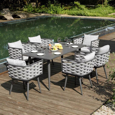 Nordic Outdoor Sofa Tea Table Combination Villa Courtyard Rattan Tables And Chairs Designer Hotel Terrace Furniture Sofa Chairs