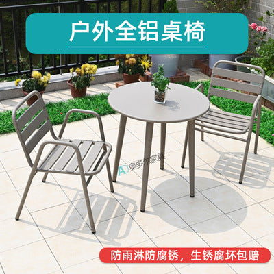 Milk Tea Shop Outdoor Simple Leisure Coffee Table Combination Garden Courtyard Outdoor Aluminum Alloy Outdoor Tables And Chairs Waterproof And Sunscreen