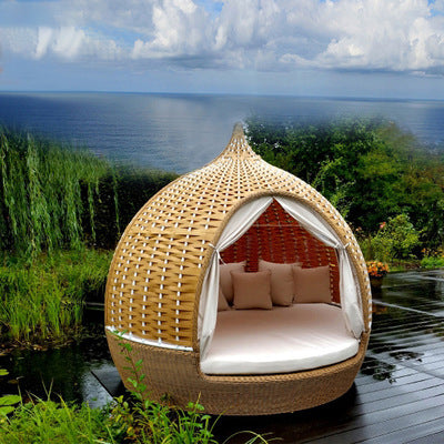 Outdoor Leisure Rattan Bed Birdcage Bed Courtyard Garden Bird's Nest Lounge Chair Beach Swimming Pool Outdoor Round Bed