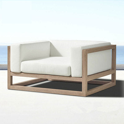 Outdoor Sofa Simple Outdoor Imitation Wood Aluminum Alloy Software Single And Double Sofa Combined Garden Leisure Sofa