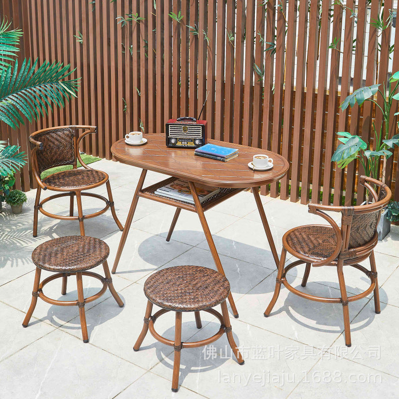 Outdoor Garden Leisure Rattan Chair Three Piece Set Courtyard Balcony Tables And Chairs Milk Tea Shop Coffee Shop Outdoor Tables And Chairs Combination