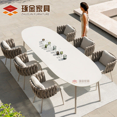 Outdoor Leisure Dining Table And Chair Combination Outdoor Balcony Single Rattan Chair Three Piece Villa Courtyard Garden Terrace Furniture