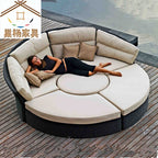 Outdoor Furniture Villa Garden Balcony Rattan Sofa Swimming Pool Round Lying Bed Sofa Leisure Table And Chair Combination Sofa