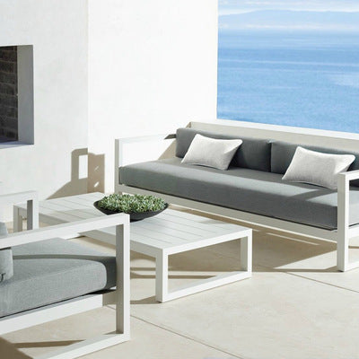 Nordic Cast Aluminum Alloy Sofa Terrace Balcony Courtyard Flat Outdoor Loft Commercial Street Modern Sofa Coffee Table Combination
