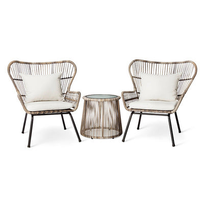 Modern Simple Outdoor Rattan Table And Chair Furniture Outdoor Breathable Balcony Chair Aluminum Alloy Leisure Rattan Chair Three Piece Set